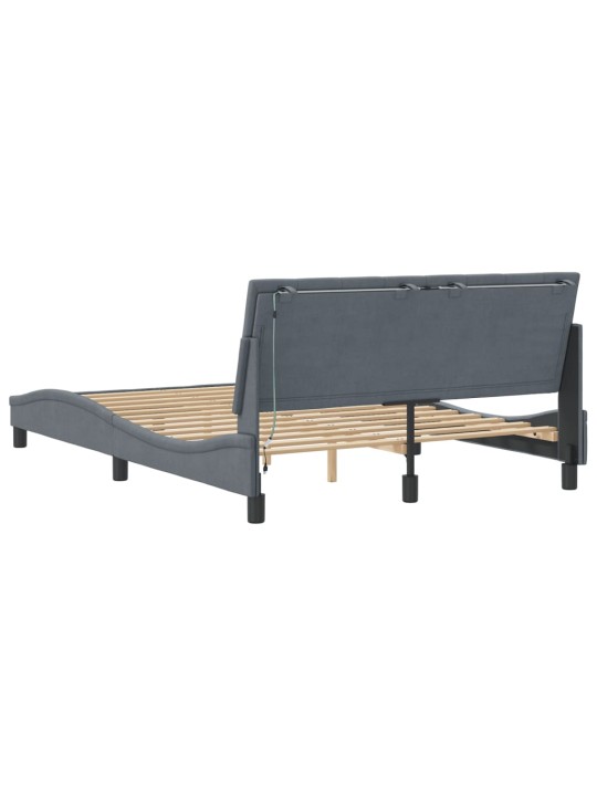 Rám postele s LED osvětlením tmavě šedý 140 x 190 cm samet