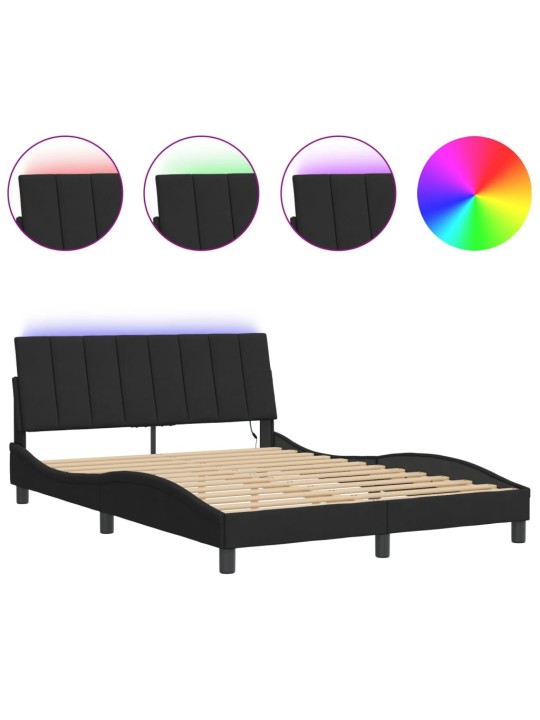 Rám postele s led osvětlením černý 140 x 190 cm samet