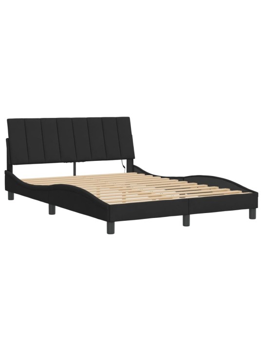 Rám postele s led osvětlením černý 140 x 190 cm samet