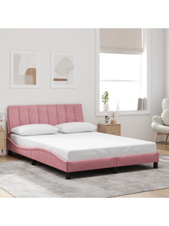 Rám postele s led osvětlením růžový 140 x 190 cm samet