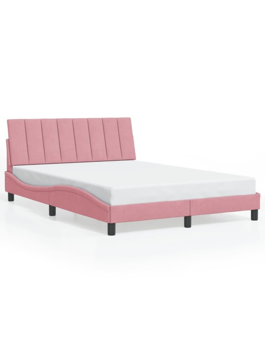 Rám postele s led osvětlením růžový 140 x 190 cm samet