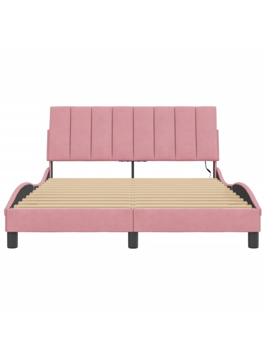 Rám postele s led osvětlením růžový 140 x 190 cm samet
