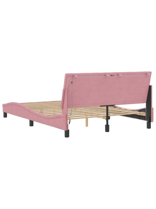 Rám postele s led osvětlením růžový 140 x 190 cm samet