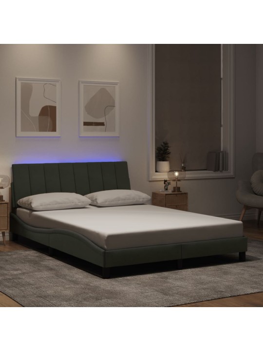 Rám postele s LED osvětlením světle šedý 140 x 200 cm samet