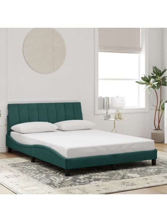 Rám postele s led osvětlením tmavě zelený 140 x 200 cm samet
