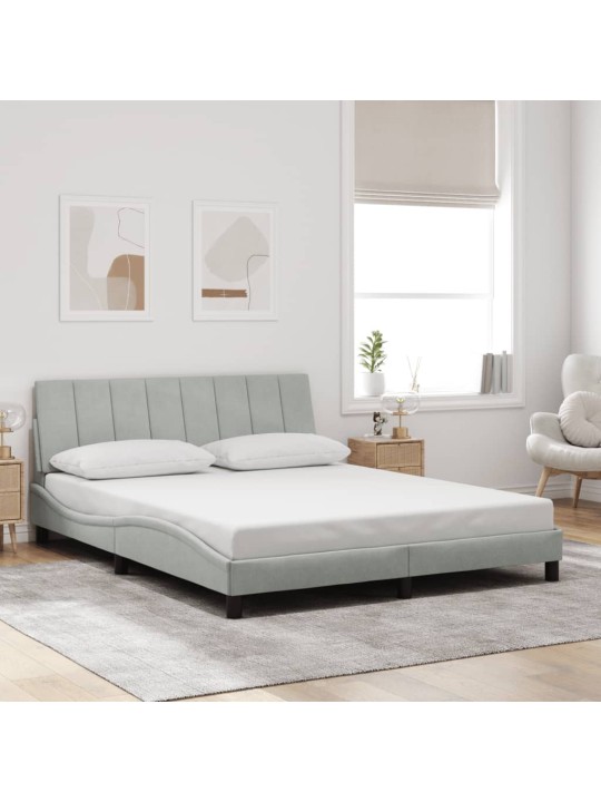 Rám postele s LED osvětlením světle šedý 160 x 200 cm samet