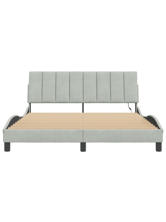 Rám postele s LED osvětlením světle šedý 160 x 200 cm samet