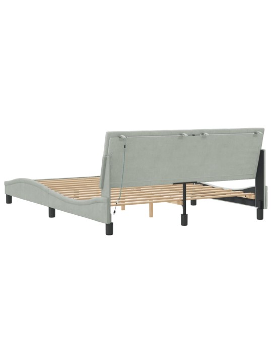 Rám postele s LED osvětlením světle šedý 160 x 200 cm samet