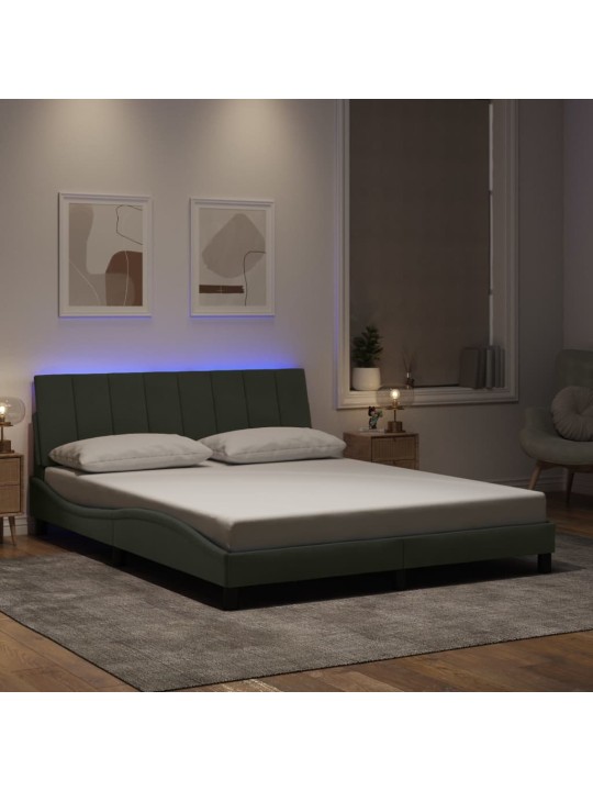 Rám postele s LED osvětlením světle šedý 160 x 200 cm samet