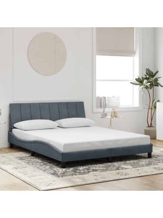 Rám postele s LED osvětlením tmavě šedý 160 x 200 cm samet