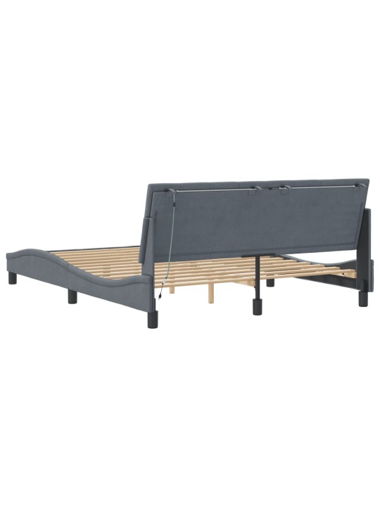 Rám postele s LED osvětlením tmavě šedý 160 x 200 cm samet