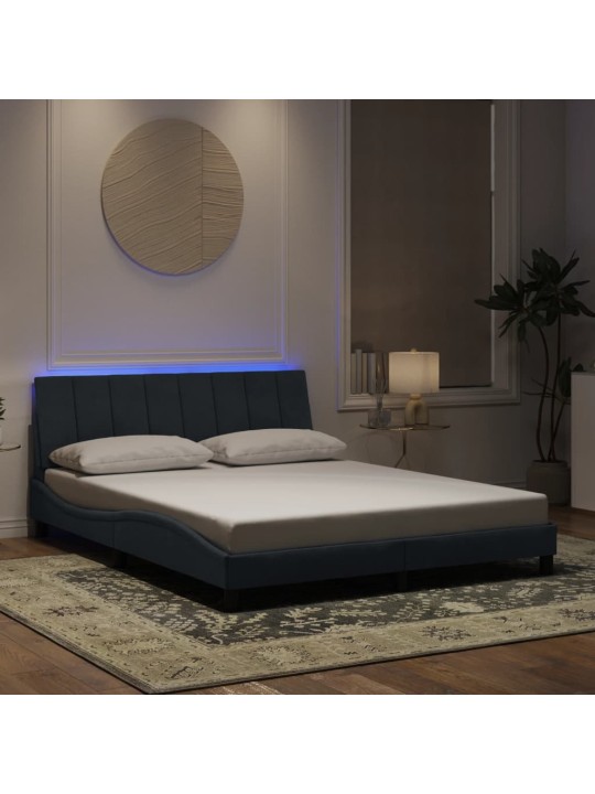 Rám postele s LED osvětlením tmavě šedý 160 x 200 cm samet