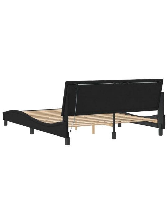 Rám postele s LED osvětlením černý 160 x 200 cm samet