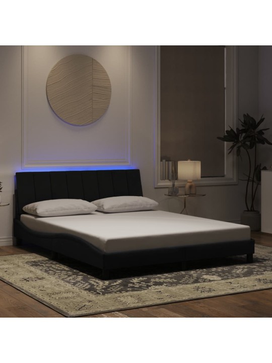 Rám postele s LED osvětlením černý 160 x 200 cm samet