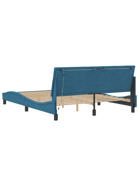 Rám postele s led osvětlením modrý 160 x 200 cm samet