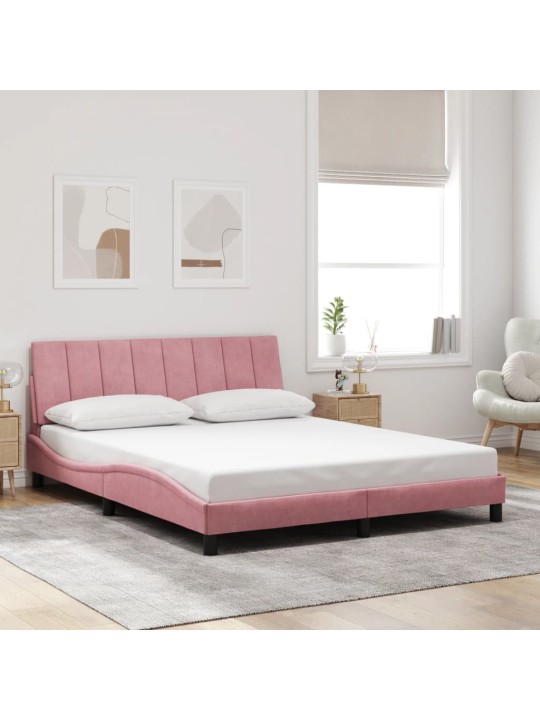 Rám postele s led osvětlením růžový 160 x 200 cm samet