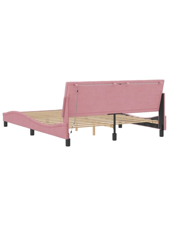Rám postele s led osvětlením růžový 160 x 200 cm samet