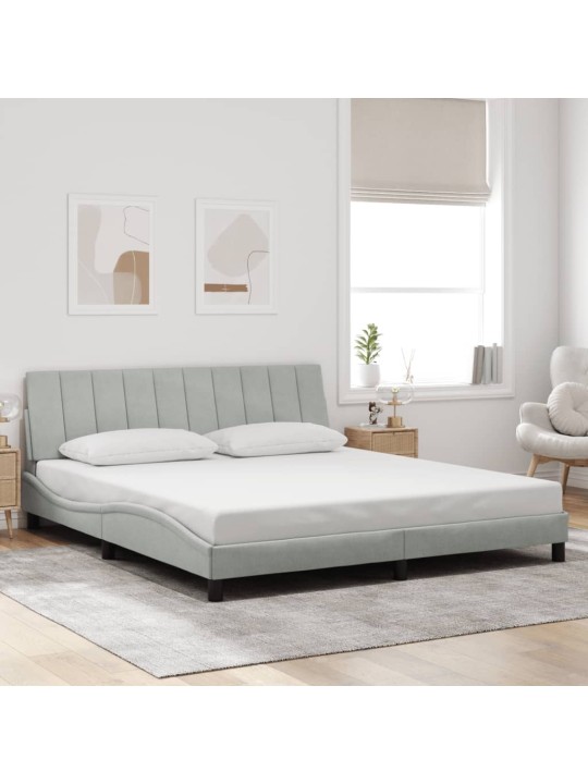 Rám postele s LED osvětlením světle šedý 180 x 200 cm samet