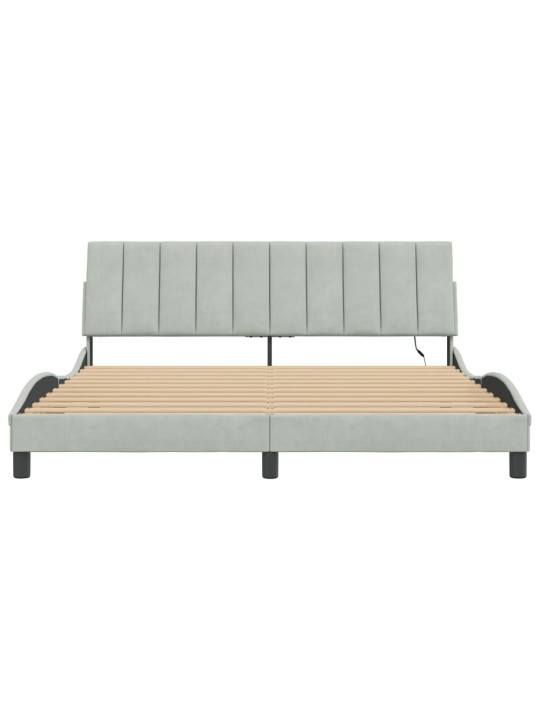 Rám postele s LED osvětlením světle šedý 180 x 200 cm samet