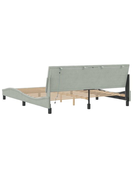 Rám postele s LED osvětlením světle šedý 180 x 200 cm samet
