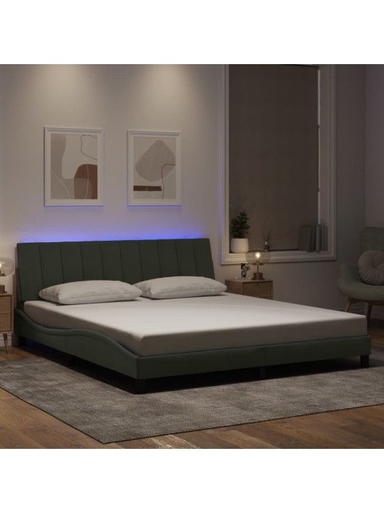 Rám postele s LED osvětlením světle šedý 180 x 200 cm samet