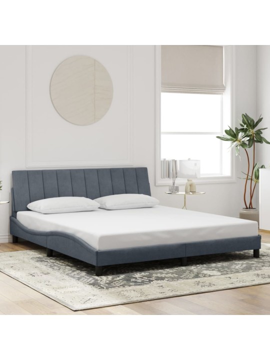 Rám postele s LED osvětlením tmavě šedý 180 x 200 cm samet