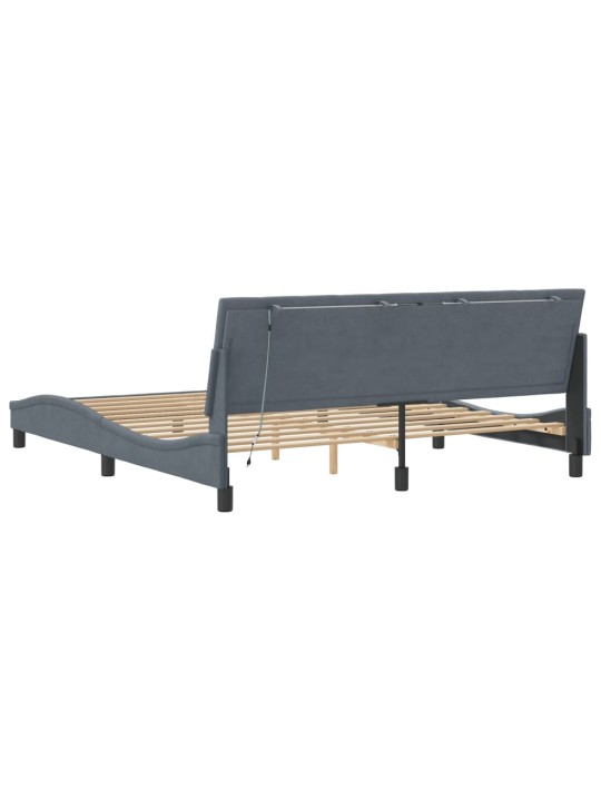 Rám postele s LED osvětlením tmavě šedý 180 x 200 cm samet