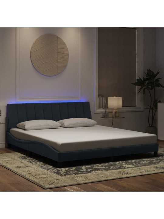 Rám postele s LED osvětlením tmavě šedý 180 x 200 cm samet