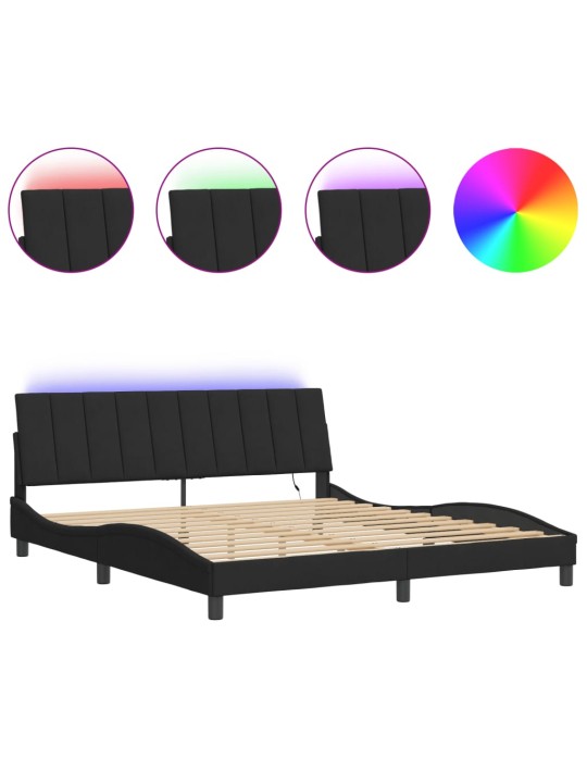 Rám postele s LED osvětlením černý 180 x 200 cm samet