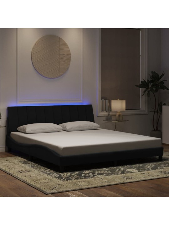 Rám postele s LED osvětlením černý 180 x 200 cm samet