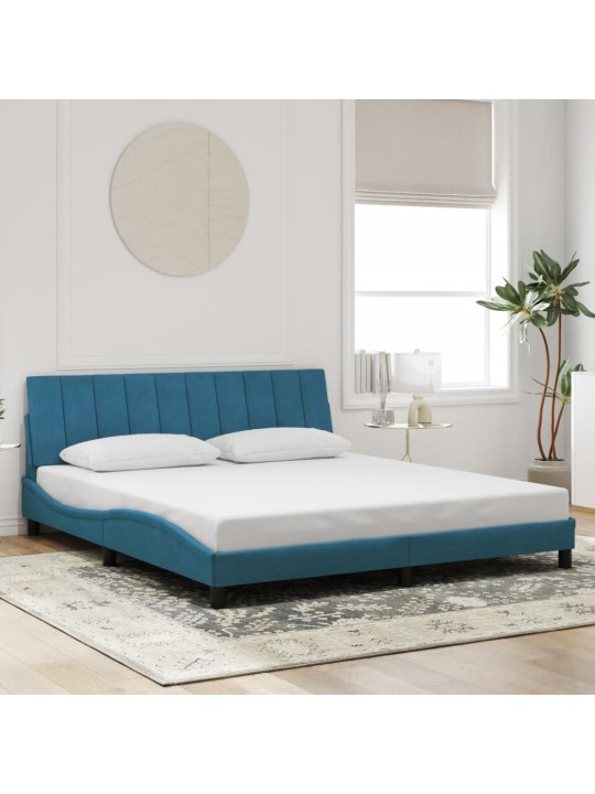 Rám postele s led osvětlením modrý 180 x 200 cm samet
