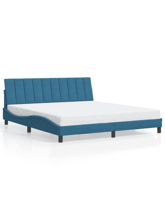 Rám postele s led osvětlením modrý 180 x 200 cm samet