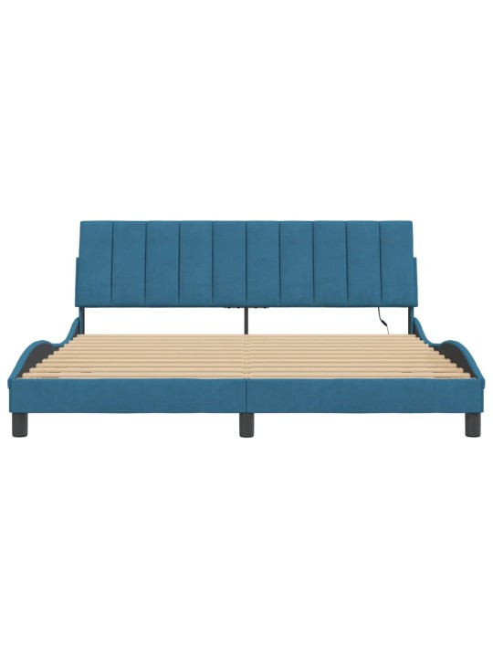 Rám postele s led osvětlením modrý 180 x 200 cm samet
