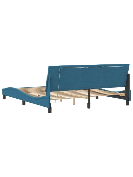 Rám postele s led osvětlením modrý 180 x 200 cm samet