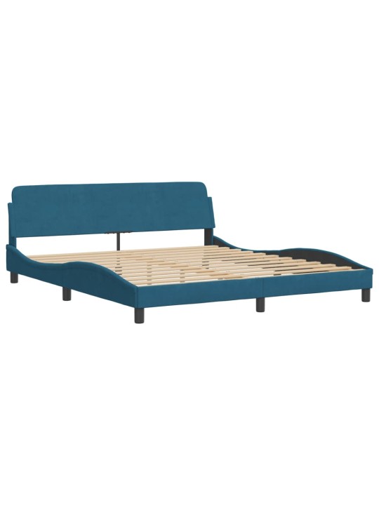 Rám postele s led osvětlením modrý 180 x 200 cm samet