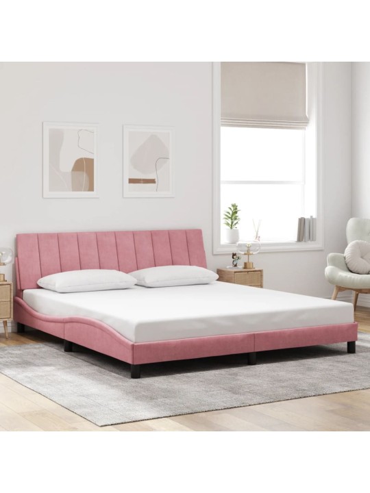 Rám postele s led osvětlením růžový 180 x 200 cm samet