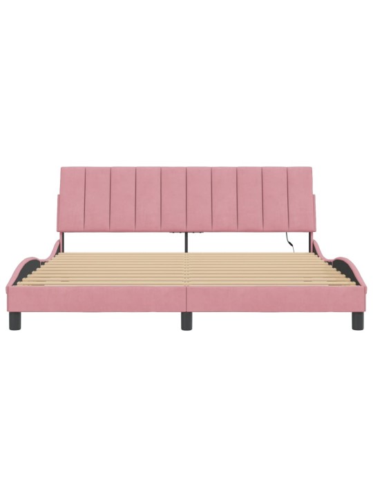 Rám postele s led osvětlením růžový 180 x 200 cm samet