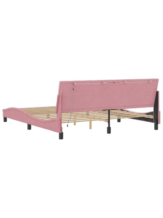 Rám postele s led osvětlením růžový 180 x 200 cm samet