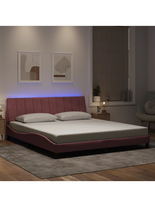 Rám postele s led osvětlením růžový 180 x 200 cm samet