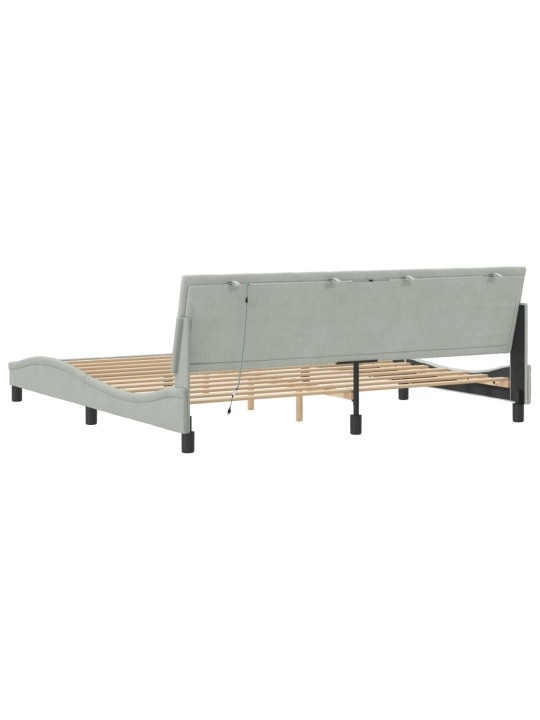 Rám postele s led osvětlením světle šedý 200 x 200 cm samet