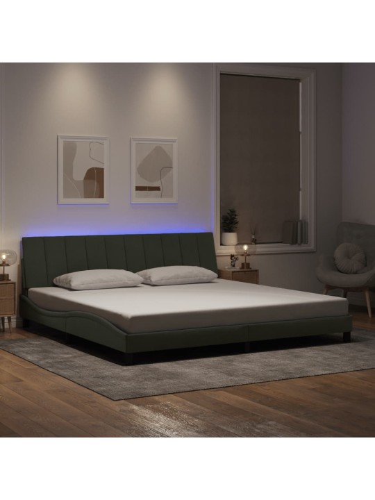 Rám postele s led osvětlením světle šedý 200 x 200 cm samet