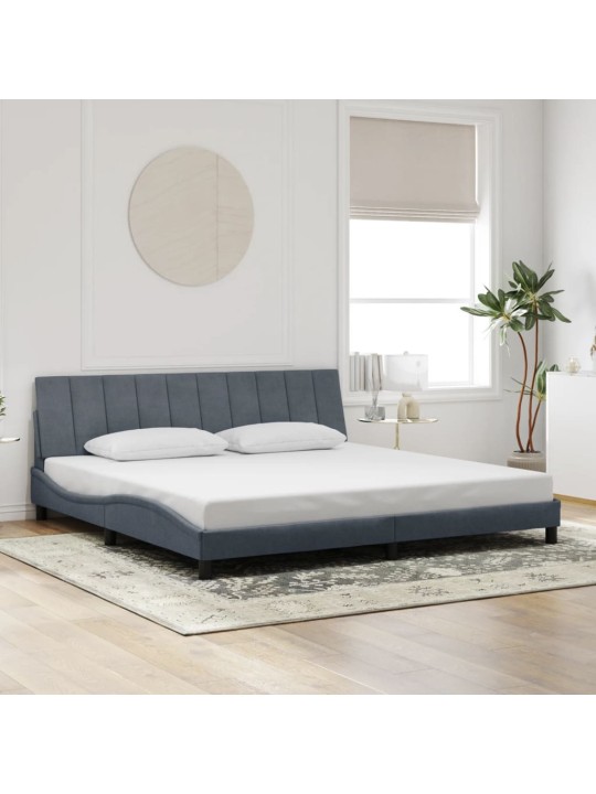 Rám postele s led osvětlením tmavě šedý 200 x 200 cm samet