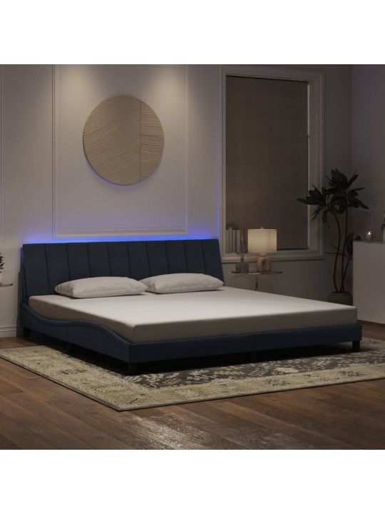 Rám postele s led osvětlením tmavě šedý 200 x 200 cm samet