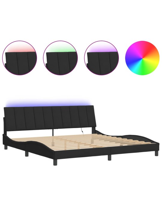 Rám postele s led osvětlením černý 200 x 200 cm samet