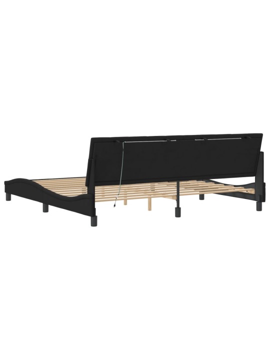 Rám postele s led osvětlením černý 200 x 200 cm samet