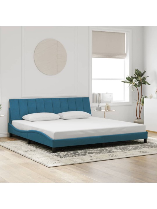 Rám postele s led osvětlením modrý 200 x 200 cm samet