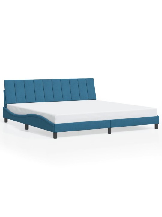 Rám postele s led osvětlením modrý 200 x 200 cm samet