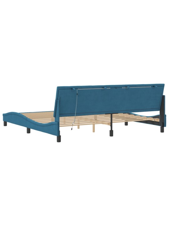 Rám postele s led osvětlením modrý 200 x 200 cm samet