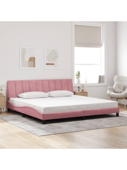 Rám postele s led osvětlením růžový 200 x 200 cm samet