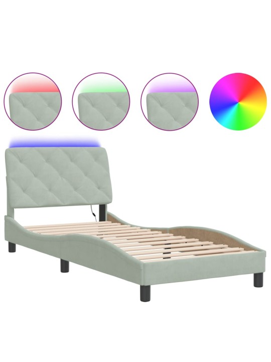 Rám postele s LED osvětlením světle šedý 80 x 200 cm samet
